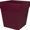 Pot carré en plastique rouge Bourgogne Eda Toscane 87 L - 49,5 x 49,5 x 52,5 cm