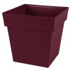 Pot carré en polypropylène rouge Bourgogne Eda Toscane 38 L - 39 x 39 x 39 cm