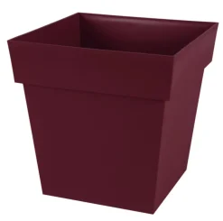Pot carré en polypropylène rouge Bourgogne Eda Toscane 38 L - 39 x 39 x 39 cm