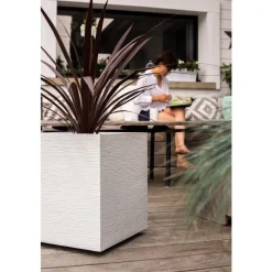 Pot carré Graphit blanc L.40 x l.40 x H.40 cm