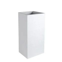 Pot carré haut blanc cérusé Eda Graphite - 39 x 39 x 80 cm