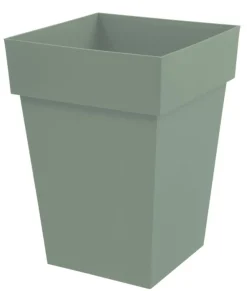 Pot carré mi haut en plastique vert laurier Eda Toscane 51 L - 39 x 39 x 53 cm