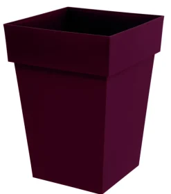 Pot carré mi haut en plastique rouge Bourgogne Eda Toscane 51 L - 39 x 39 x 53 cm