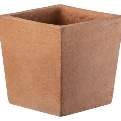 Pot carré moderne en terre cuite beige 15x15xH15 cm