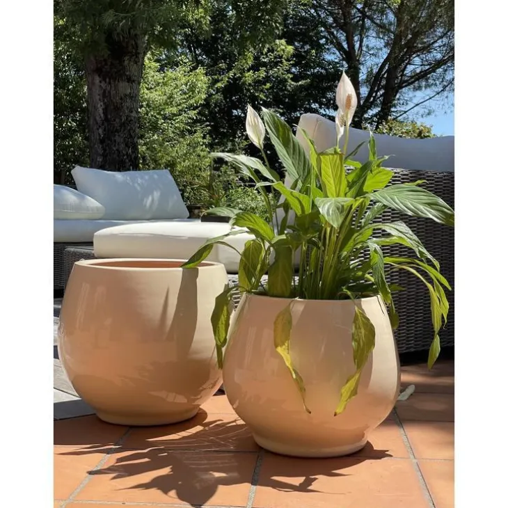 Pot coloris beige en terre émaillée Bahia - Ø 25 cm
