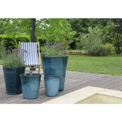 Pot coloris bleu Blue wave en terre émaillée Sydney - Ø 45 cm