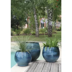 Pot coloris bleu en terre émaillée Bahia - Ø 43 cm