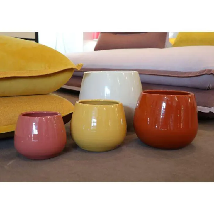 Pot coloris rose en terre émaillée Cancale - Ø 14 cm