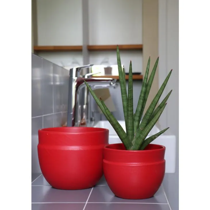 Pot coloris rouge en terre émaillée Austral - Ø 16 cm