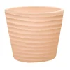 Pot conique en terre cuite coloris beige Poterie du Bousquet Strié - Ø 36 x H 30 cm