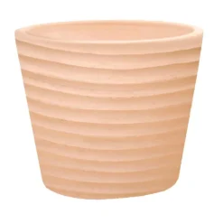 Pot conique en terre cuite coloris beige Poterie du Bousquet Strié - Ø 45 x H 38 cm