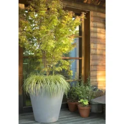 Pot Cuvier contemporain en terre grise H 38 x Ø 39 cm