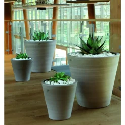 Pot Cuvier contemporain en terre grise H 38 x Ø 39 cm