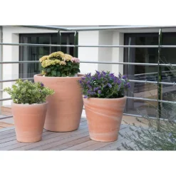 Pot Cuvier contemporain en terre claire H 38 x Ø 39 cm