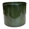 Pot cylindrique coloris vert en métal recyclé - 31 x 31 x 27 cm