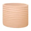 Pot cylindrique en terre cuite coloris beige Poterie du Bousquet Strié - Ø 28 x H 23 cm