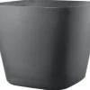 Pot en plastique injecté coloris noir Deroma Origin Quadro grigio - Ø 38 x H 32 cm