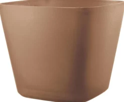 Pot en plastique injecté coloris marron Deroma Origin Quadro cotto - 38 x 38 x 32 cm