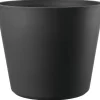 Pot en plastique injecté coloris gris Deroma Origin Vaso anthracite à roulettes - Ø 78 x H 64 cm
