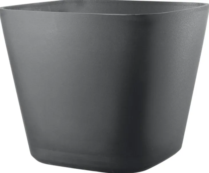 Pot en plastique injecté coloris noir Deroma Origin Quadro grigio - 28 x 28 x 23,5 cm