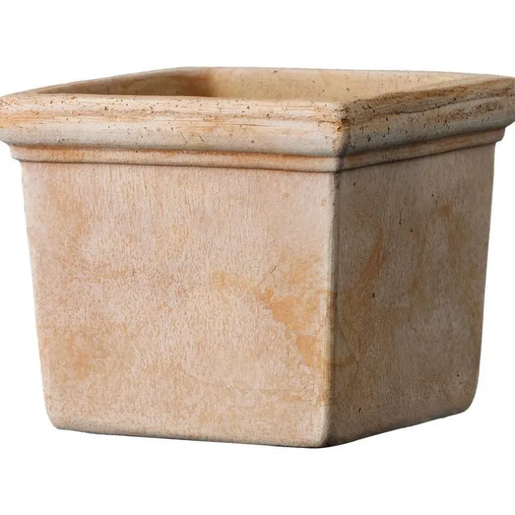 Pot en terre cuite coloris Terre rosée Deroma Quadro mini Siena Toscana - 11x 11 x 9,6 cm
