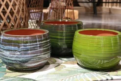 Pot en terre cuite émaillée vert Forêt Les Poteries d’Albi Le Liseré - Ø 25 x H 19 cm