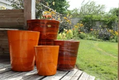 Pot en terre cuite émaillée orange Savane Les Poteries d’Albi Sydney - Ø 25 x H 29 cm