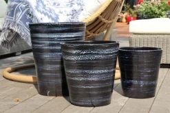 Pot en terre cuite émaillée bleu Nuit étoilée Les Poteries d’Albi Sydney - Ø 33 x H 35 cm