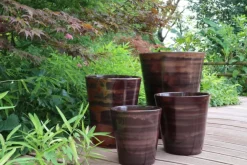 Pot en terre cuite émaillée marron Châtaigne Les Poteries d’Albi Sydney - Ø 25 x H 29 cm