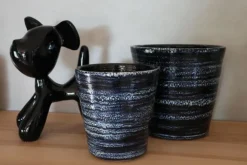 Pot en terre cuite émaillée bleu Nuit étoilée Les Poteries d’Albi Odyssée - Ø 18 x H 18 cm