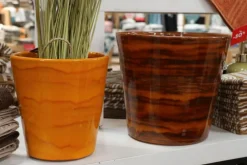 Pot en terre cuite émaillée orange Savane Les Poteries d’Albi Odyssée - Ø 18 x H 18 cm