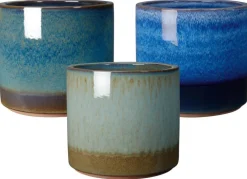 Pot en terre cuite émaillée coloris bleu Deroma Océan - Ø 30 x H 27 cm