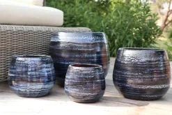 Pot en terre émaillée bleu Nuit étoilée Les Poteries d'Albi Cancale - Ø 17 x H 17 cm