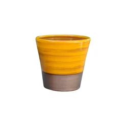 Pot en terre émaillée jaune Ibiza Sunshine Les poteries d’Albi Odyssée - Ø 23 x H 21 cm