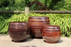 Pot en terre émaillée marron Châtaigne Les Poteries d'Albi Bahia - Ø 35 x H 38 cm