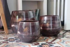 Pot en terre émaillée marron Châtaigne Les Poteries d'Albi Cancale - Ø 14 x H 14 cm