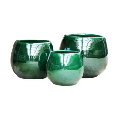 Pot en terre émaillée vert Jade Les Poteries d’Albi Cancale - Ø 21 x H 21 cm