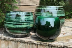 Pot en terre émaillée vert Jade Les Poteries d'Albi Bahia - Ø 43 x H 46 cm
