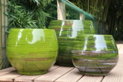 Pot en terre émaillée vert Forêt Les Poteries d'Albi Bahia - Ø 43 x H 46 cm