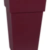 Pot haut carré en plastique rouge Bourgogne Eda Toscane 62 L - 40 x 39 x 65 cm