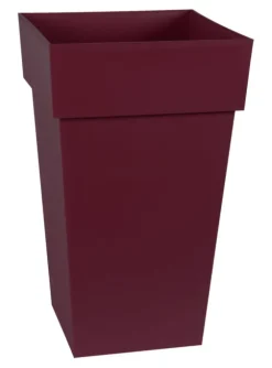 Pot haut carré en plastique rouge Bourgogne Eda Toscane 62 L - 40 x 39 x 65 cm