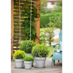 Pot horticole en acier peint gris clair Ø 37 x H 32 cm