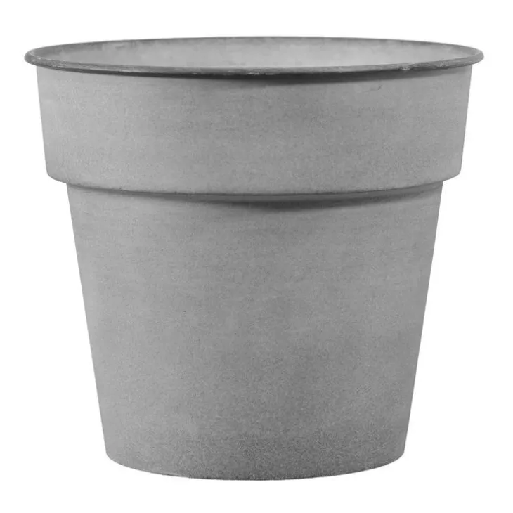Pot horticole en acier peint gris clair Ø 32 x H 28 cm