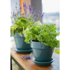 Pot horticole émaillé de 2,4 L coloris bleu Ø 19 x H 17 cm