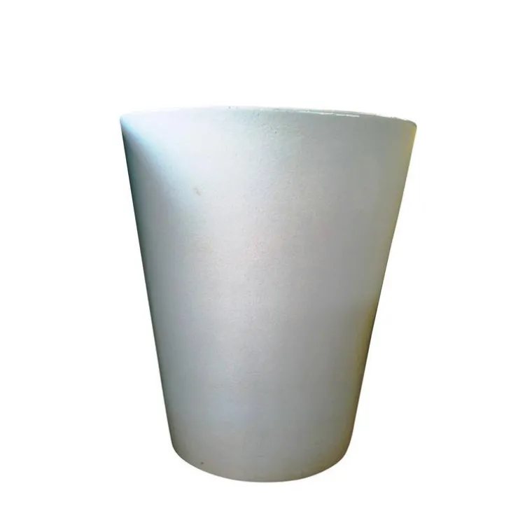 Pot Mazagran blanc pur en terre cuite émaillée H 63 X Ø 55 cm