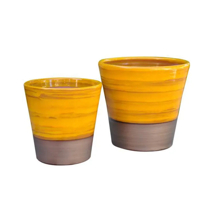 Pot Odyssée Ibiza Sunshine en terre cuite émaillée H 18 x Ø 18 cm