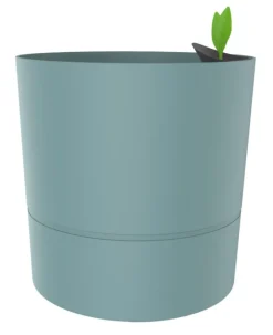 Pot rond à réserve d’eau en polypropylène vert Eucalyptus Eda Aquaduo XL - Ø 39,5 x H 39,5 cm