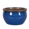 Pot rond Bonn bleu en grès émaillé - Ø 45 x 26 cm