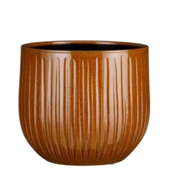 Pot rond Edelman Hollande cannelé ocre Pablo – Ø 25 x H 20 cm