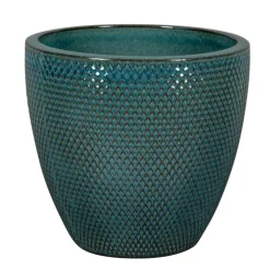 Pot rond en grès émaillé bleu Passion for Pottery Busan - Ø 48 x H 40 cm